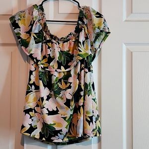 Green flower print Blouse